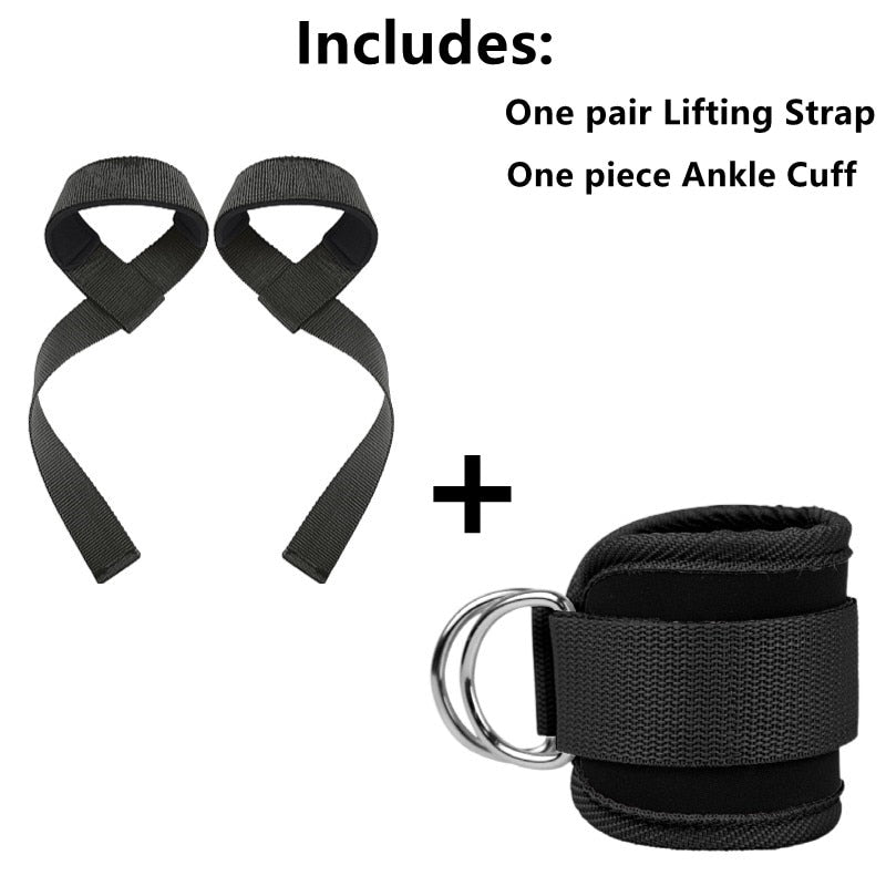 Gym Ankle Straps Double D-Ring Adjustable Neoprene Padded Cuffs