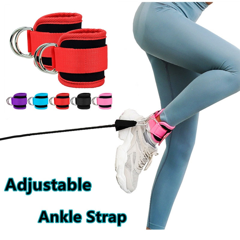 Gym Ankle Straps Double D-Ring Adjustable Neoprene Padded Cuffs