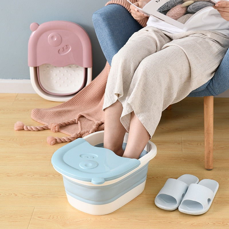 WIKHOSTAR Foldable Footbath Bathroom Foot Soaking Bucket Plain Foaming Massage Bucket Folding Sauna Bathtub Pedicure Bath