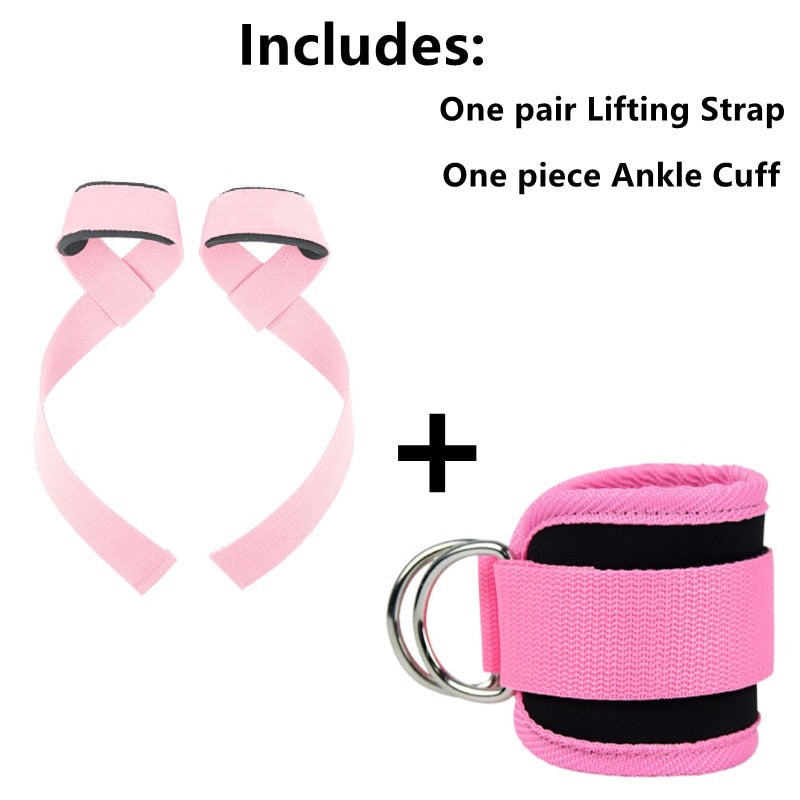 Gym Ankle Straps Double D-Ring Adjustable Neoprene Padded Cuffs