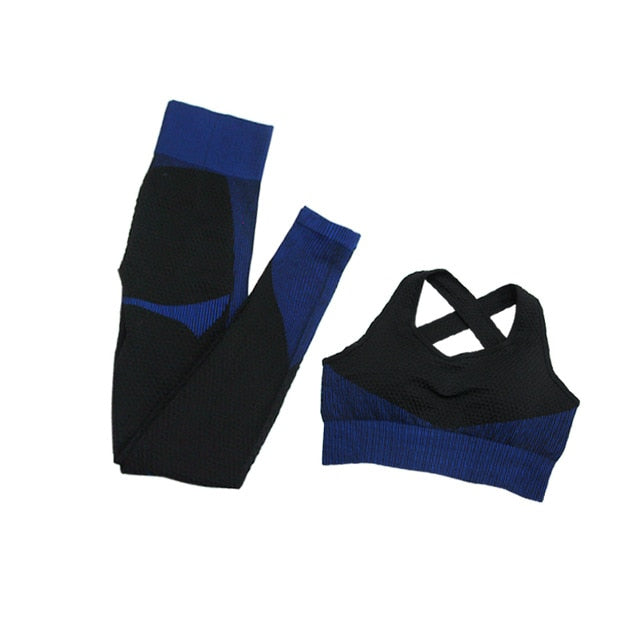 Fitness Suit 3pcs Set Long Sleeve Shirt+Sport Bra +Seamless Leggings